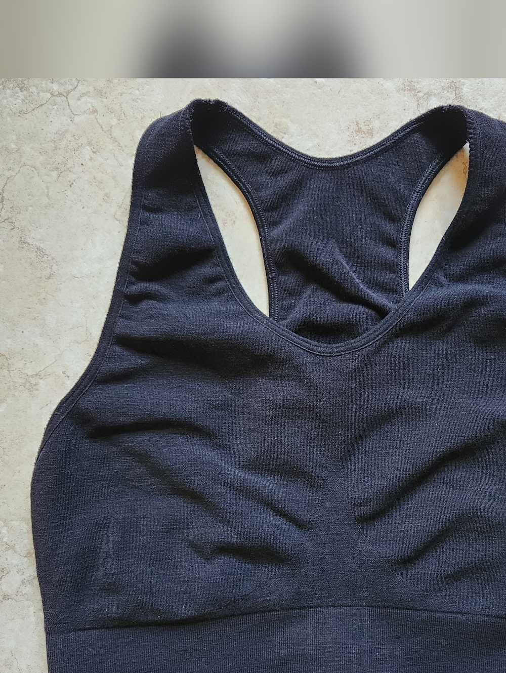 Branwyn Essential Racerback Sports Bra Merino Wool Black Size L